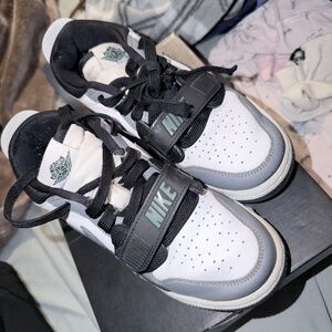 Jordan Men’s Athletic Shoes White Gray Black with Green Accents